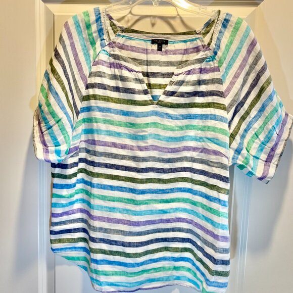 Talbots LINEN POPOVER - ROCKPORT STRIPE - Picture 7 of 14